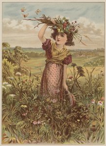 Ragazza con fiori e farfalle da Mary Ellen Edwards