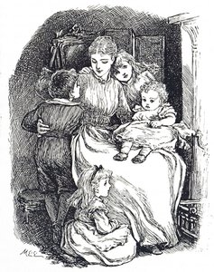 Illustrazione raffigurante una madre con i suoi figli da Mary Ellen Edwards