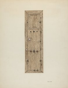 Porta con borchie di rame, una di una coppia, c. 1939