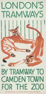 In tram a Camden Town per lo zoo, poster delle tramvie del Consiglio della Contea di Londra, 1924 da Mary I Wright