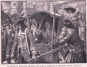 Il popolo di Edimburgo che scorta il Duca di Hamilton al Palazzo di Holyrood da Mary L. Gow