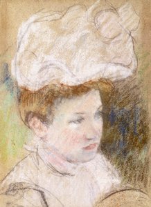 Leontine con un cappello rosa soffice, 1898 da Mary Cassatt
