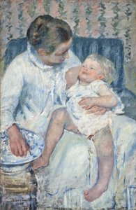 Madre che sta per Lavare il suo Bambino Assonnato da Mary Stevenson Cassatt