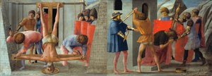 Italiano:  Masaccio crocefissione di san Pietro e martirio di san Giovanni Battista La crocifissione dell
