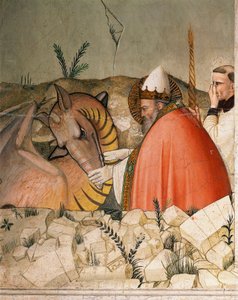 Episodi della vita di San Silvestro I chiude la bocca del drago (dettaglio)