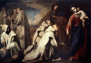 Madonna e San Pietro che confortano i seguaci di San Bruno, tenuto a Roma alla Corte Papale da Massimo Stanzione
