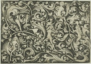 Ornamento con donne che combattono da Master E.S.