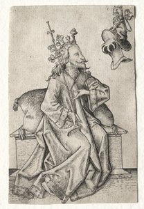 Le piccole carte da gioco: Secondo seme: Elmi: Carta da gioco con re ed elmo da Master ES