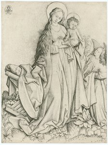 Madonna con angelo che regala rose