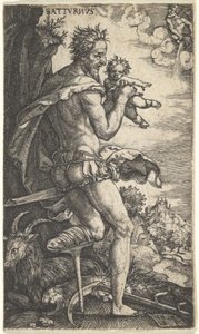 Saturno da The Gods Who Preside Over the Planets, 1525 da Master I.B.