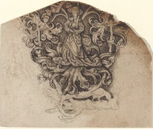 Ornamento gotico con una signora e un pappagallo da Master LCz