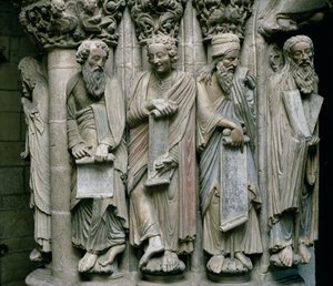 (dettaglio) del Portico de la Gloria con i profeti dell