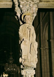 Montante con figura di San Giacomo, Pórtico de la Gloria, Cattedrale di Santiago de Compostela