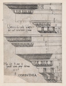 Speculum Romanae Magnificentiae: Entablature Corinzio, 1537 da Master PS