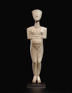 Figura femminile reclinata cicladica, pezzo di nome del Maestro Schuster, Cicladico Antico II, c.2400 a.C. (marmo) da Master Schuster