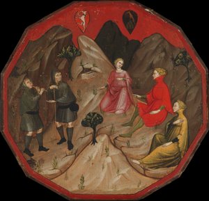 Una gara tra i pastori Alcesto e Acaten da Master of 1416