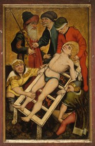 Il martirio di San Lorenzo, retro Dare da bere agli assetati da Master of Alkmaar