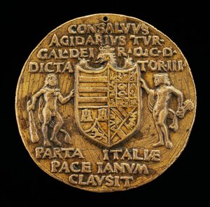 Scudo sostenuto da Ercole e Giano [verso], c. 1503 da Master of Coriolanus