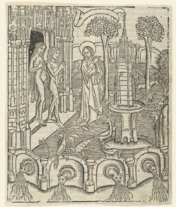 Dio mostra il Paradiso ad Adamo ed Eva da Master of Delft (attributed to)