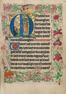 Iniziale M: Una donna inginocchiata in preghiera da Master of Evert Zoudenbalch