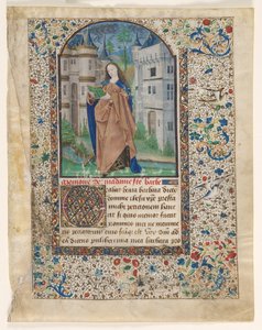 Foglio da un libro delle ore: Santa Barbara da Master of Jacques de Luxembourg
