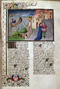 La partenza. Pagina tratta da un manoscritto in francese del Decameron di Giovanni Boccaccio da Master of Jean Mansel