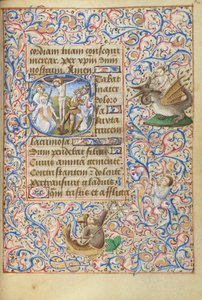 Iniziale S: La Crocifissione con il cuore della Vergine trafitto da una spada da Master of Jean Rolin II (Hand B)