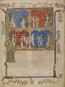 Salomone insegna a Roboamo; Il giudizio di Salomone; Salomone mette alla prova la legittimità dei tre fratelli da Master of Jean de Mandeville