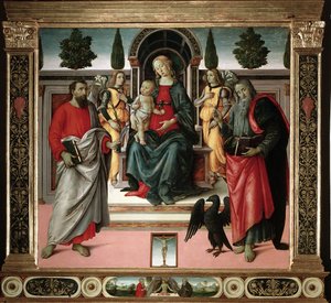 Vergine con bambino con san Giovanni e san Bartolomeo da Master of Santo Spirito