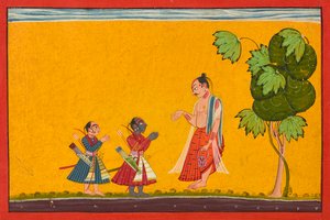 Rama e Lakshman con il saggio Vishvamitra, da un Ramayana