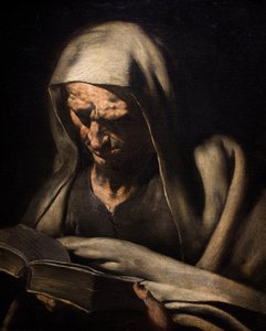 Busto di profeta in lettura, 1750-60 circa (Olio su tela) da Master of the Annunciation to the Shepherds