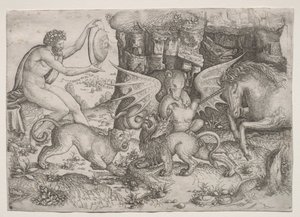 Tema allegorico: Combattimento di animali da Master of the Beheading of St.