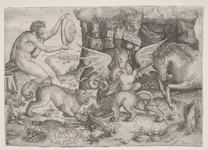 Tema allegorico: Combattimento di animali da Master of the Beheading of St. John