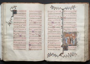 Il Messale di Gotha: Fol. 60v, Testo, c. 1375 da Master of the Boqueteaux