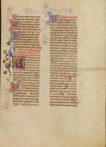 Iniziale R: La Vergine in preghiera da Master of the Brussels Initials