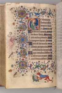 Ore di Carlo il Nobile, Re di Navarra 1361-1425: fol. 102v, Testo, c. 1405 da Master of the Brussels Initials and Associates