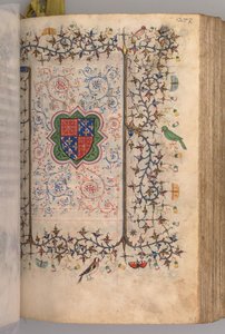 Ore di Carlo il Nobile, Re di Navarra: fol. 137r, Stemma... da Master of the Brussels Initials and Associates