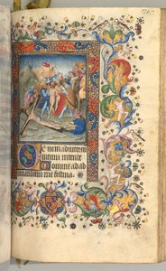 Ore di Carlo il Nobile, Re di Navarra: fol. 179r, Cristo inchiodato alla croce da Master of the Brussels Initials and Associates