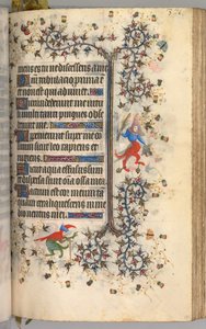 Ore di Carlo il Nobile, Re di Navarra 1361-1425: fol. 181r, Testo, c. 1405 da Master of the Brussels Initials and Associates