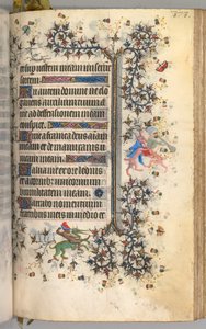 Ore di Carlo il Nobile, Re di Navarra 1361-1425: fol. 182r, Testo, c. 1405 da Master of the Brussels Initials and Associates