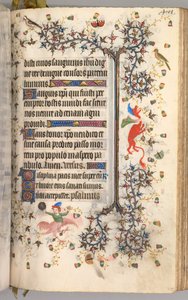Ore di Carlo il Nobile, Re di Navarra 1361-1425: fol. 195r, Testo, c. 1405 da Master of the Brussels Initials and Associates