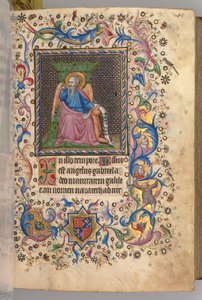 Ore di Carlo il Nobile, Re di Navarra 1361-1425: fol. 23r, San Luca, c. 1405 da Master of the Brussels Initials and Associates