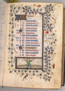 Ore di Carlo il Nobile, re di Navarra 1361-1425: fol. 3r, marzo, c. 1405 da Master of the Brussels Initials and Associates