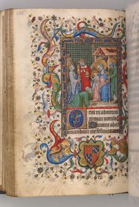 Ore di Carlo il Nobile, re di Navarra 1361-1425: fol. 78v, Adorazione dei Magi Sesta da Master of the Brussels Initials and Associates