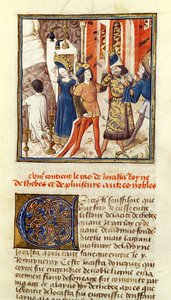 Ms 622 fol.12 Giocasta, regina di Tebe, da "Des Hommes Illustres" (pergamena)
