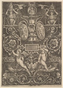 Pannello ornamentale, putti su cornucopia, 1530-60
