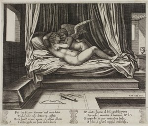 Cupido tra le braccia di Psiche da Master of the Die