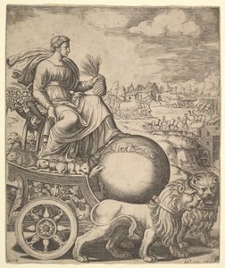 Cibele nel suo carro trainato da due leoni, 1530-60 da Master of the Die