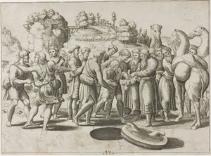 Giuseppe venduto dai suoi fratelli da Master of the Die