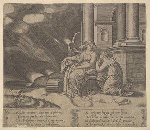 Proserpina dà a Psiche la scatola della bellezza (dalla favola di Cupido e Psiche)